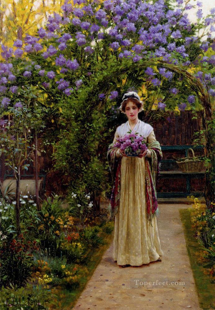Lilac historical Regency Edmund Leighton Impressionism Flowers Oil Paintings
